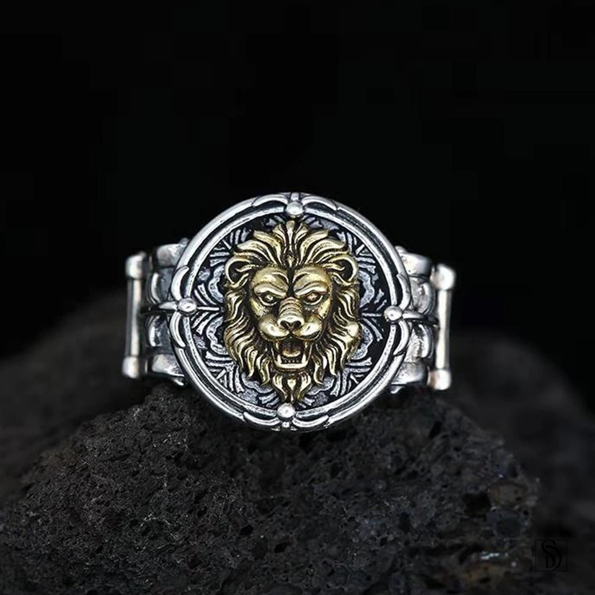 Adjustable Silver Lion Ring