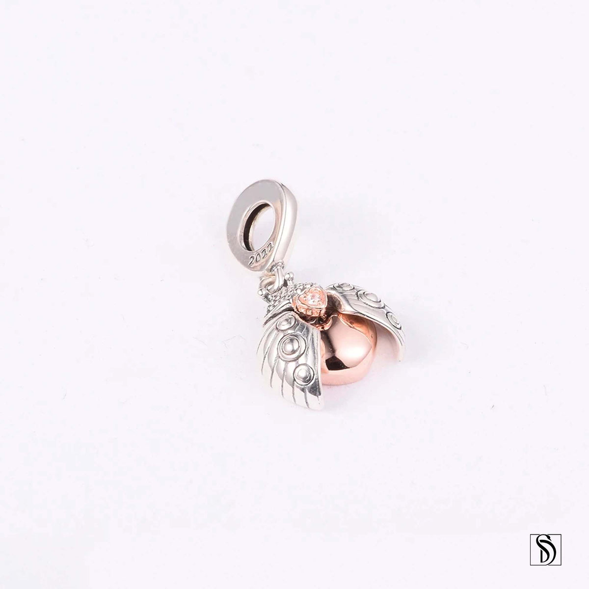 Rose Gold Silver Lady Bug Pendant Necklace