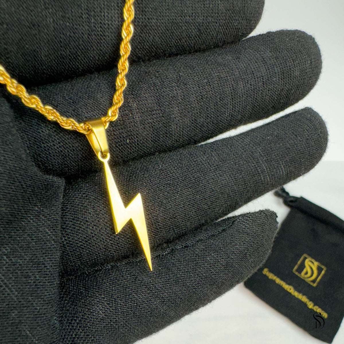 Gold Lightning Pendant Necklace