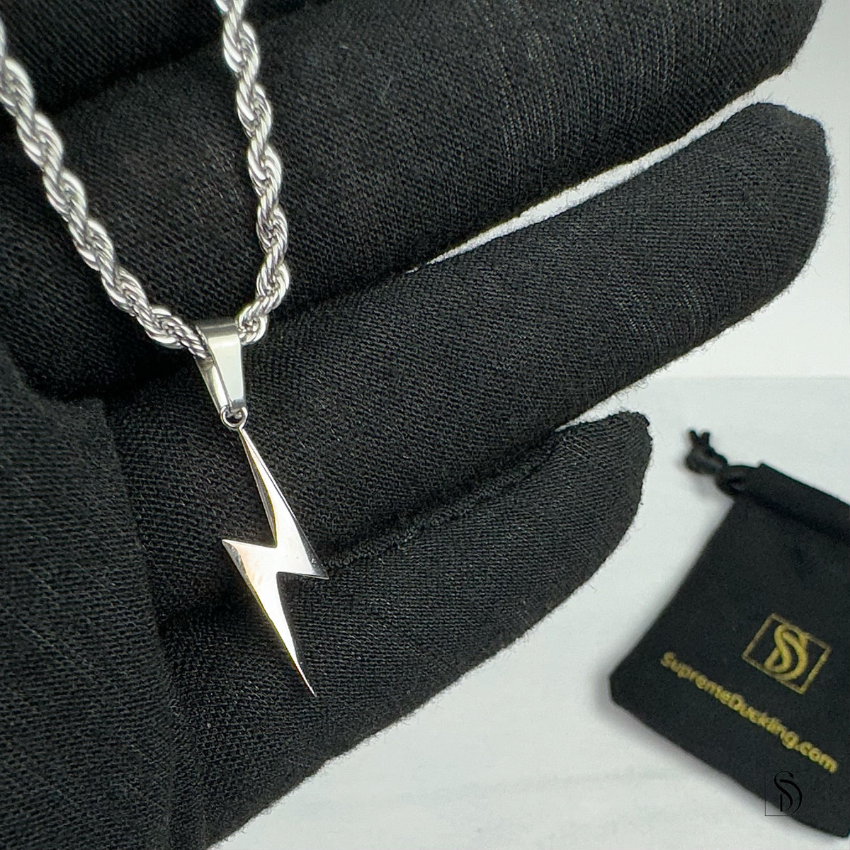 Silver Lightning Pendant Necklace