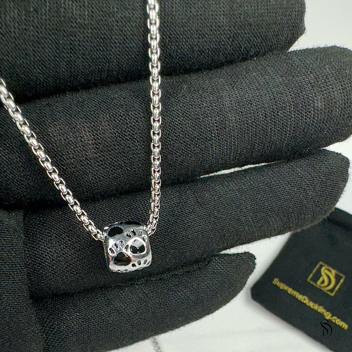 Silver Animal Paw Print Charm Necklace