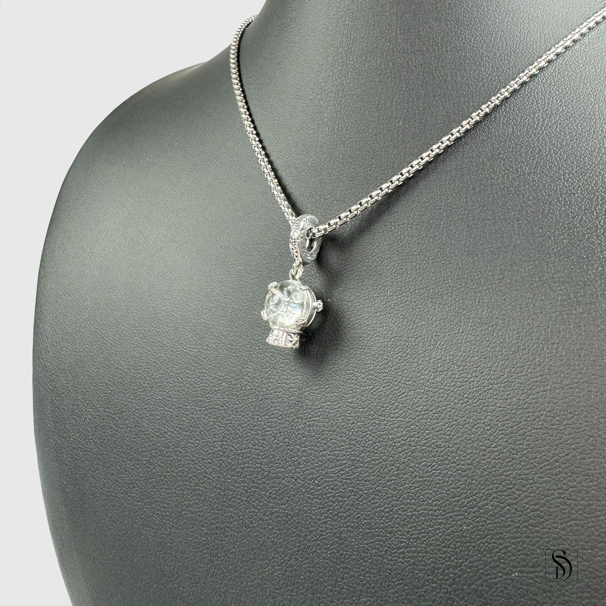 Silver Snow Globe Pendant Necklace