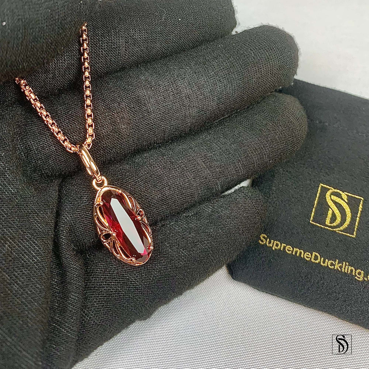 Red Philosopher's Stone Rose Gold Pendant Necklace