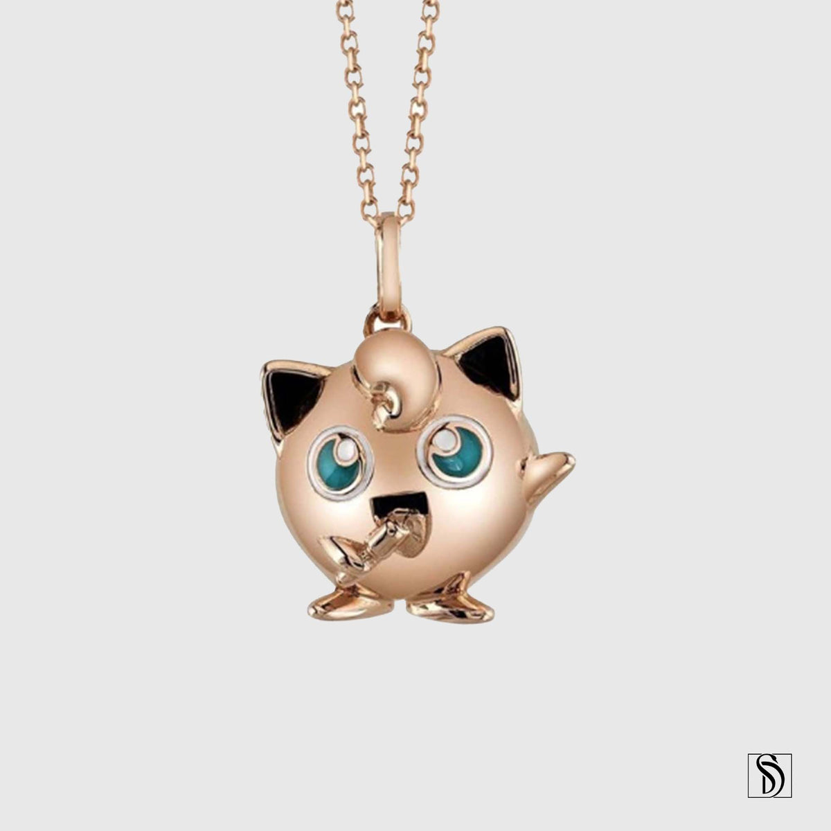 Rose Gold Jigglypuff Pendant Necklace