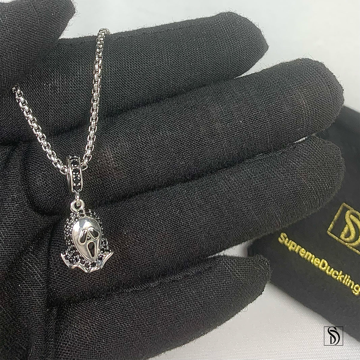 Scream Mask Gemstones Pendant Necklace