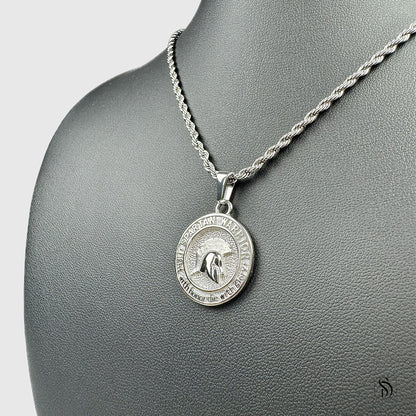 Silver Spartan Warrior Helmet Pendant Necklace