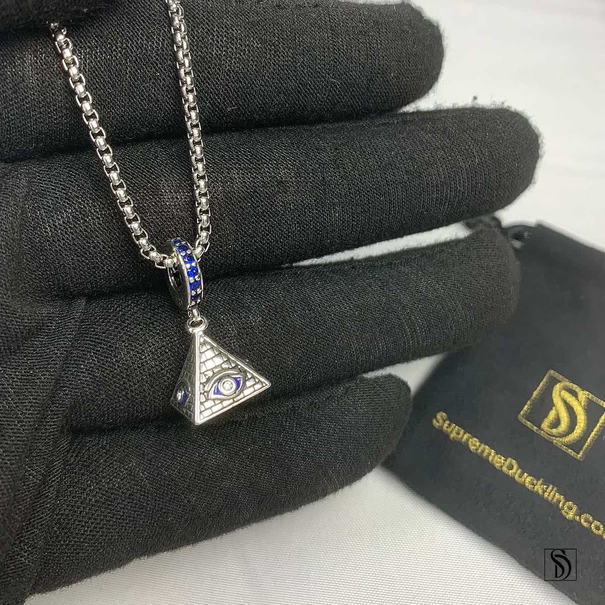 Silver Pyramid Eye of Providence Necklace