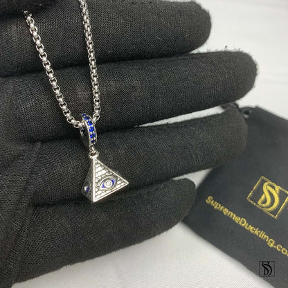 Silver Pyramid Eye of Providence Necklace