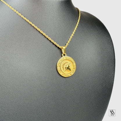 18K Gold Spartan Warrior Helmet Pendant Necklace