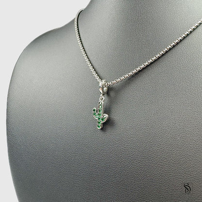 Green Cactus Gemstones Pendant Necklace