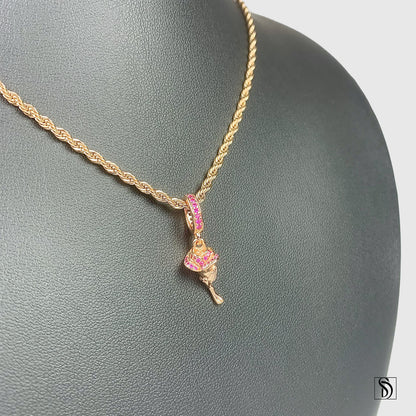 Rose Gold Rose Pendant Gemstone Necklace