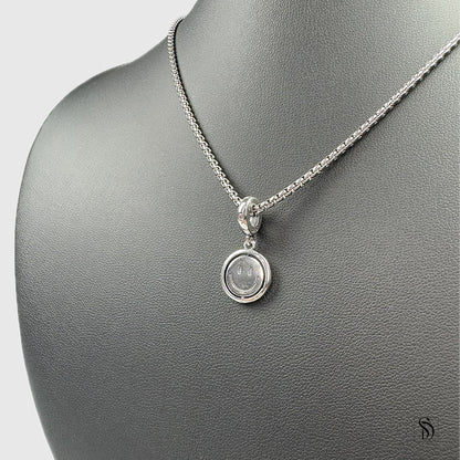 Silver Smiley Face Spinner Pendant Necklace