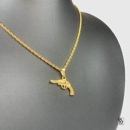 18K Gold Revolver Pendant Necklace
