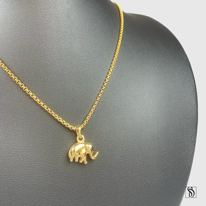 18K Gold Elephant Pendant Necklace