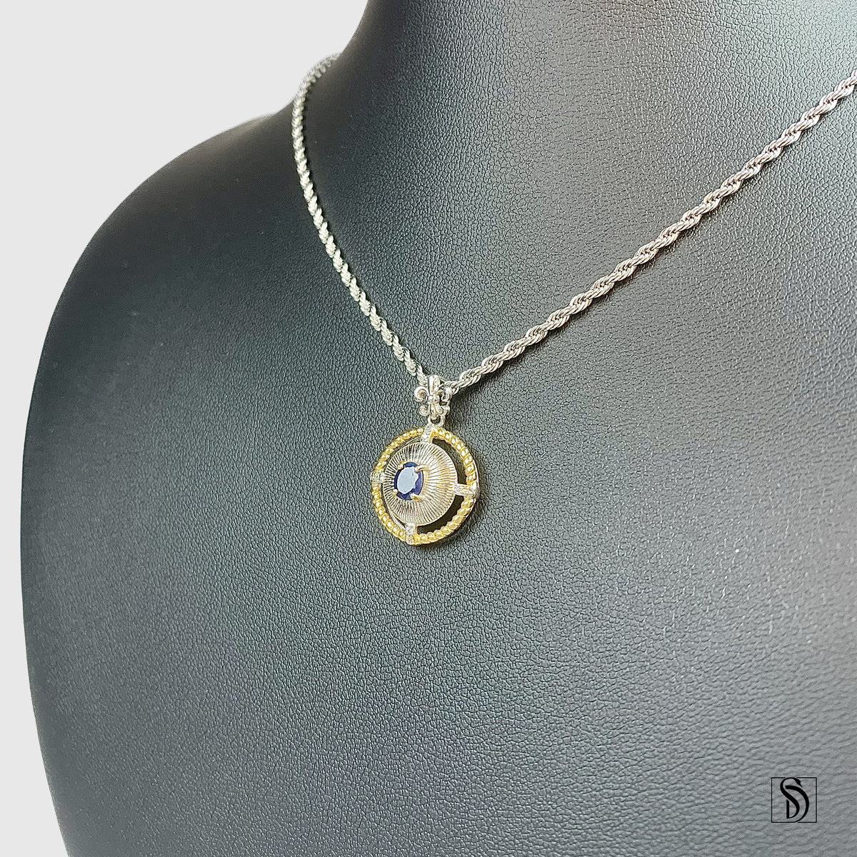 Certified Blue Sapphire Magic Amulet Pendant Necklace