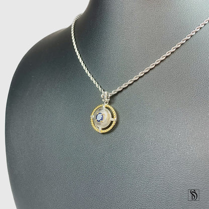 Certified Blue Sapphire Magic Amulet Pendant Necklace
