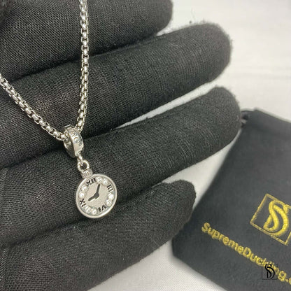 Silver Clock Time Management Pendant Necklace