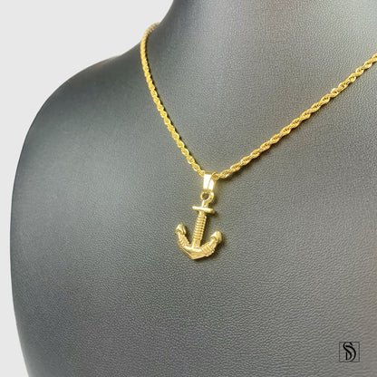 Gold Anchor Pendant Necklace