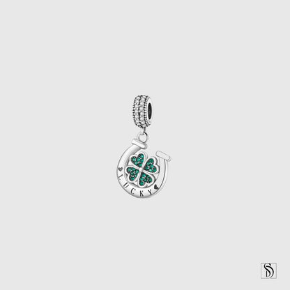 Lucky Four Leaf Clover Horse Shoe Pendant Necklace