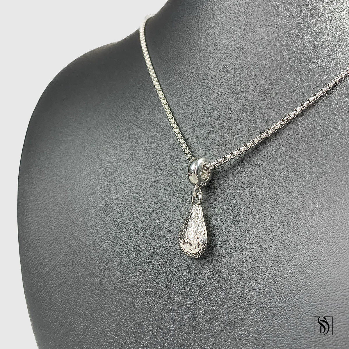Silver Avocado Tiger Eye Pendant Necklace