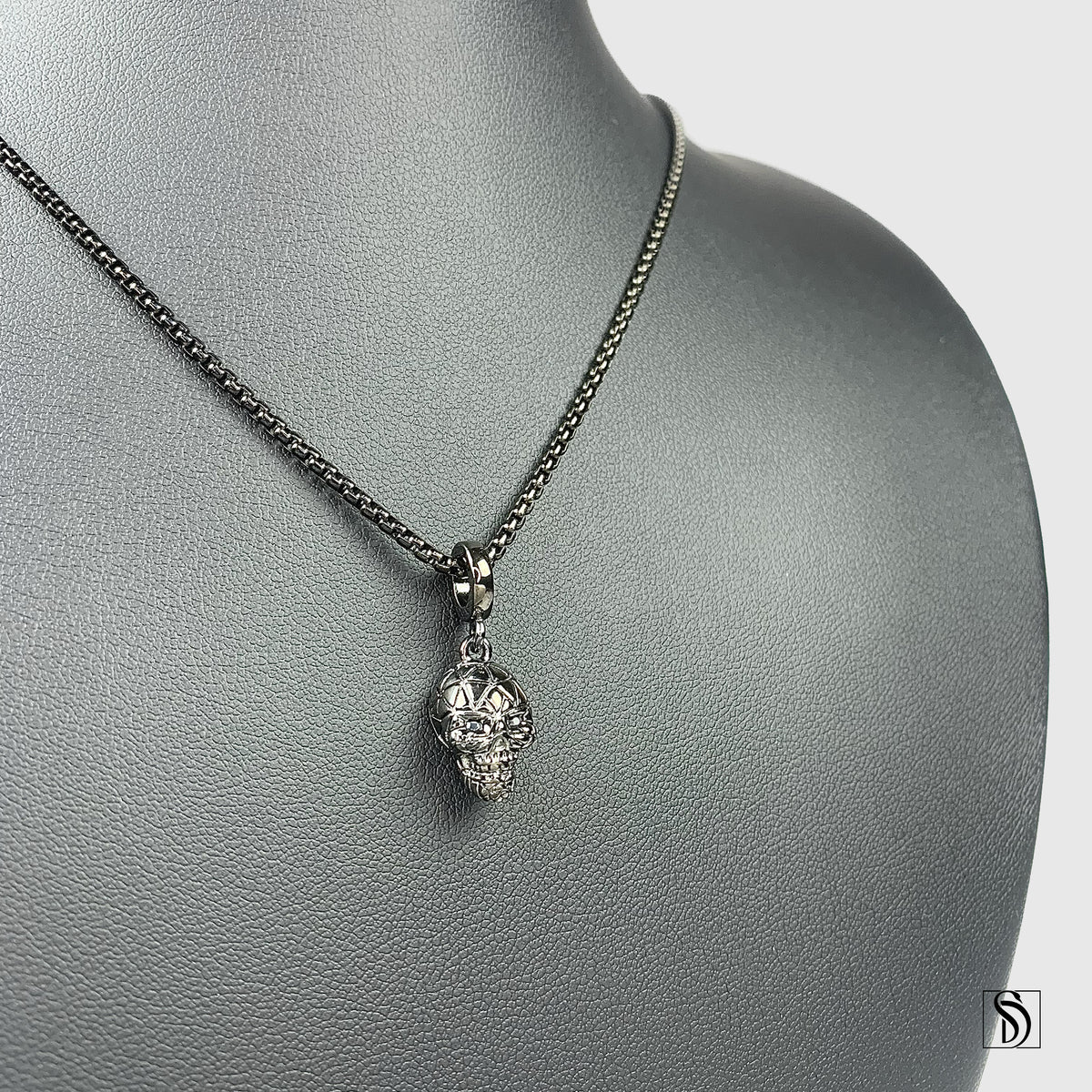 Black Skull Gemstone Pendant Necklace