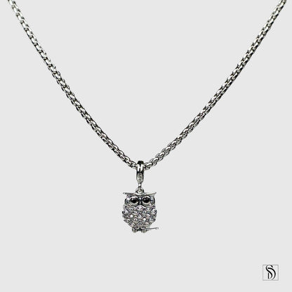 Silver Owl Gemstones Pendant Necklace