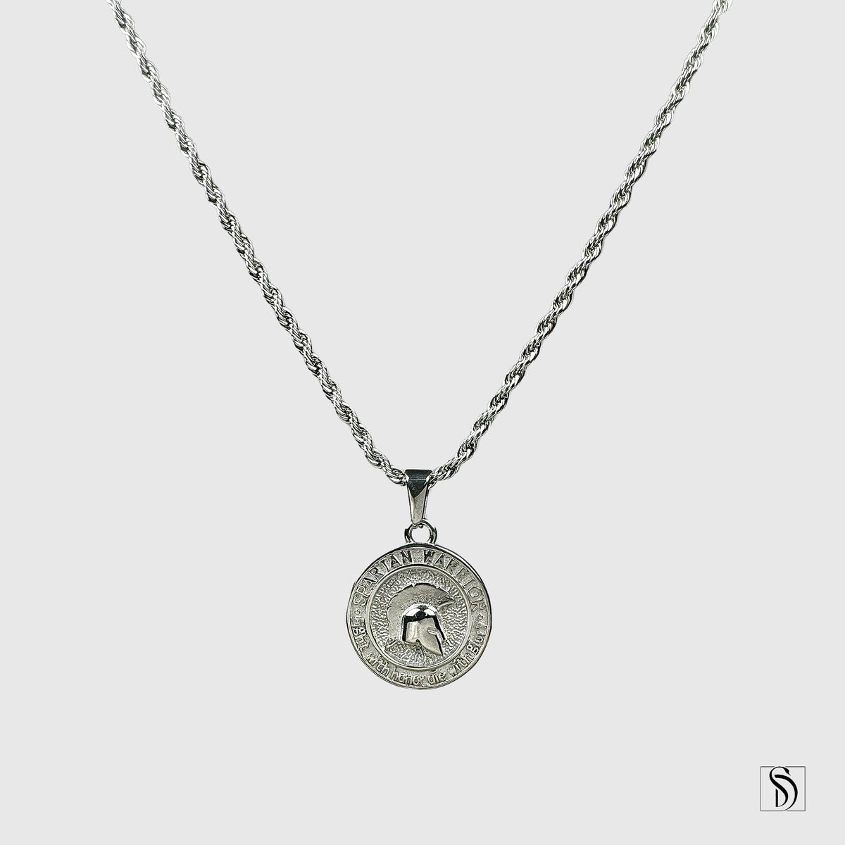 Silver Spartan Warrior Helmet Pendant Necklace