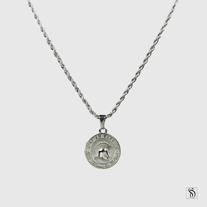 Silver Spartan Warrior Helmet Pendant Necklace