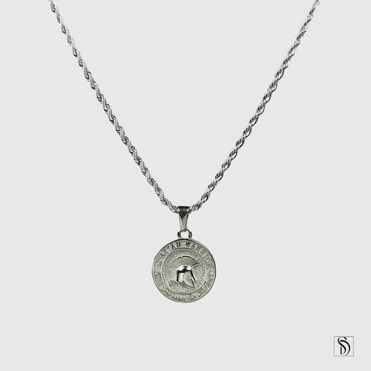 Silver Spartan Warrior Helmet Pendant Necklace
