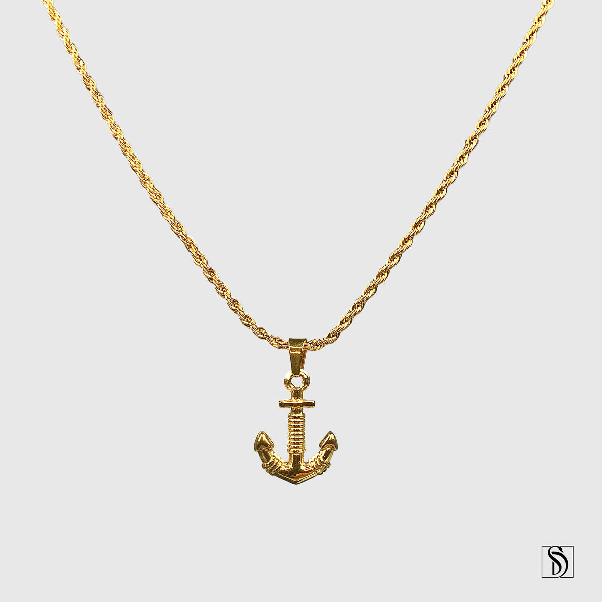 Gold Anchor Pendant Necklace