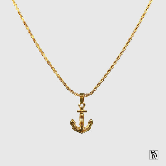 Gold Anchor Pendant Necklace