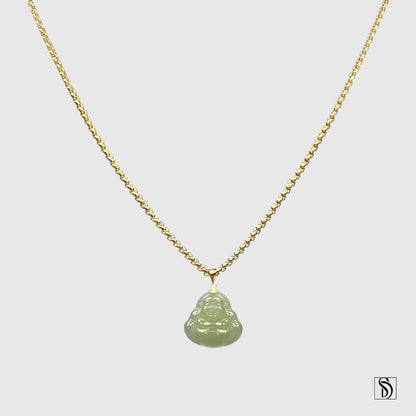 Natural Green Jade Buddha Pendant Necklace