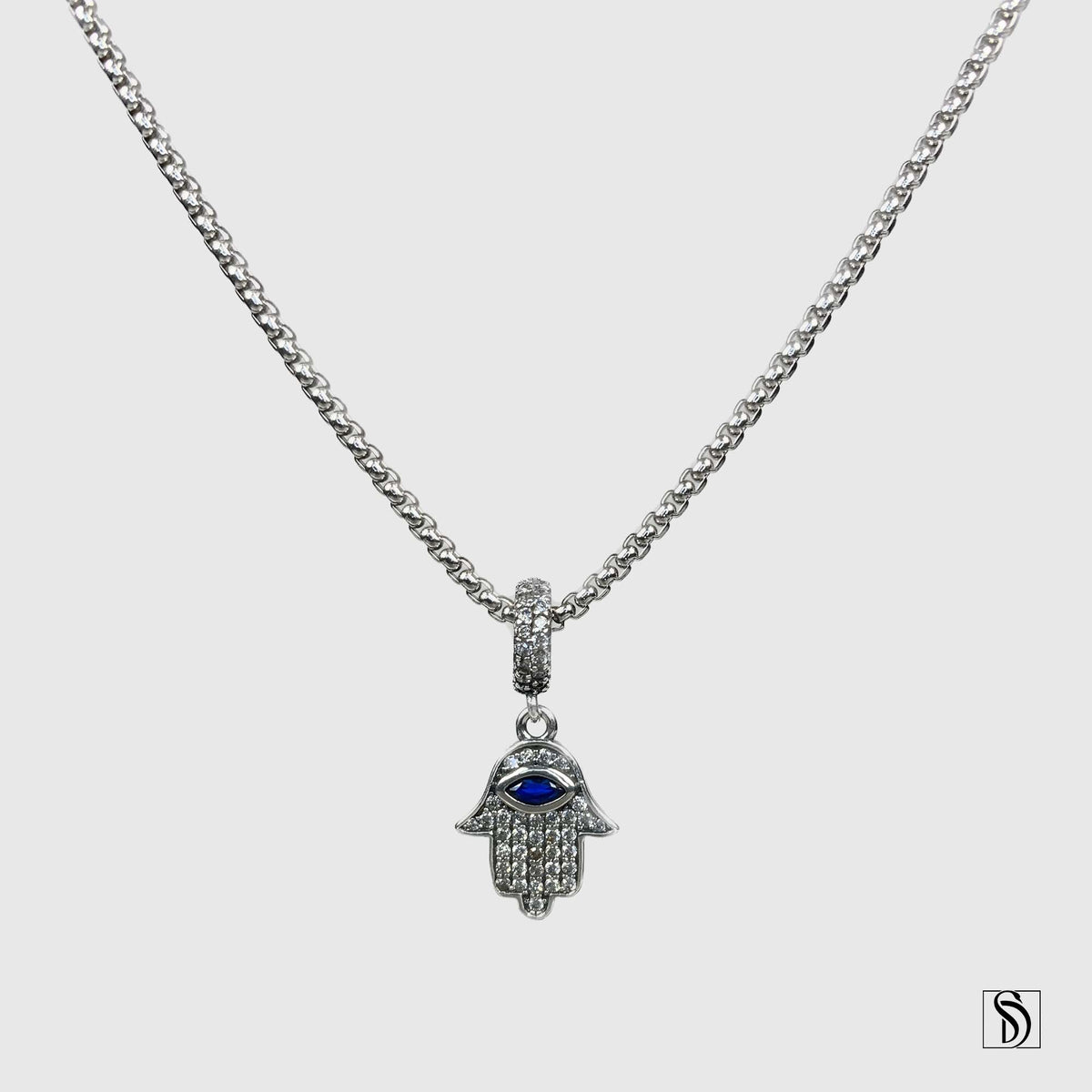 Silver Hamsa All Seeing Eye Necklace