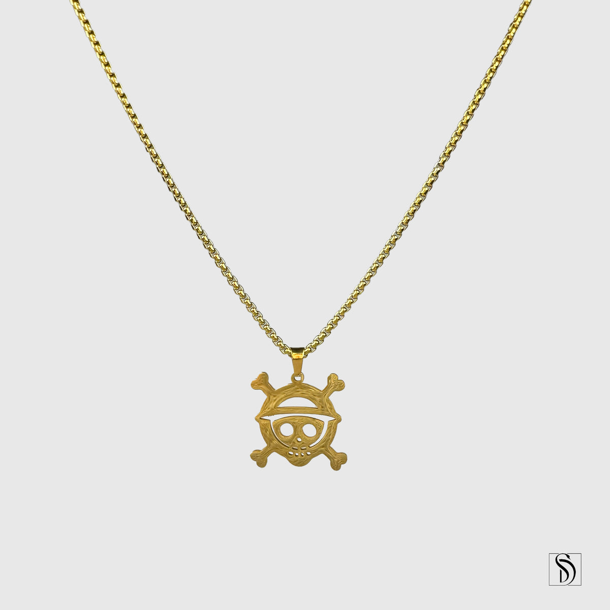 Gold One Piece Skull Pendant Necklace
