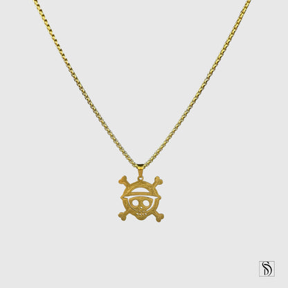 Gold One Piece Skull Pendant Necklace