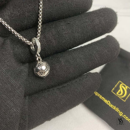 Silver Soccer Ball Pendant Necklace