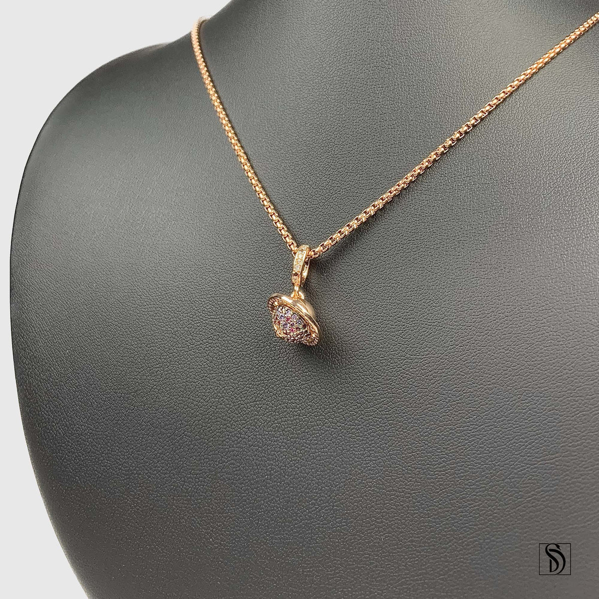 Rose Gold Planet Celestial Gemstone Necklace