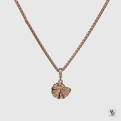 Rose Gold Nautilus Gemstones Pendant Necklace