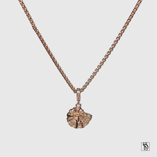 Rose Gold Nautilus Gemstones Pendant Necklace