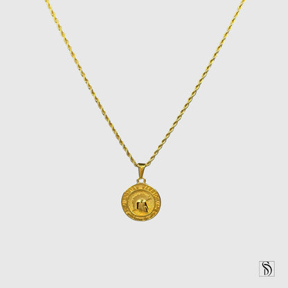 18K Gold Spartan Warrior Helmet Pendant Necklace