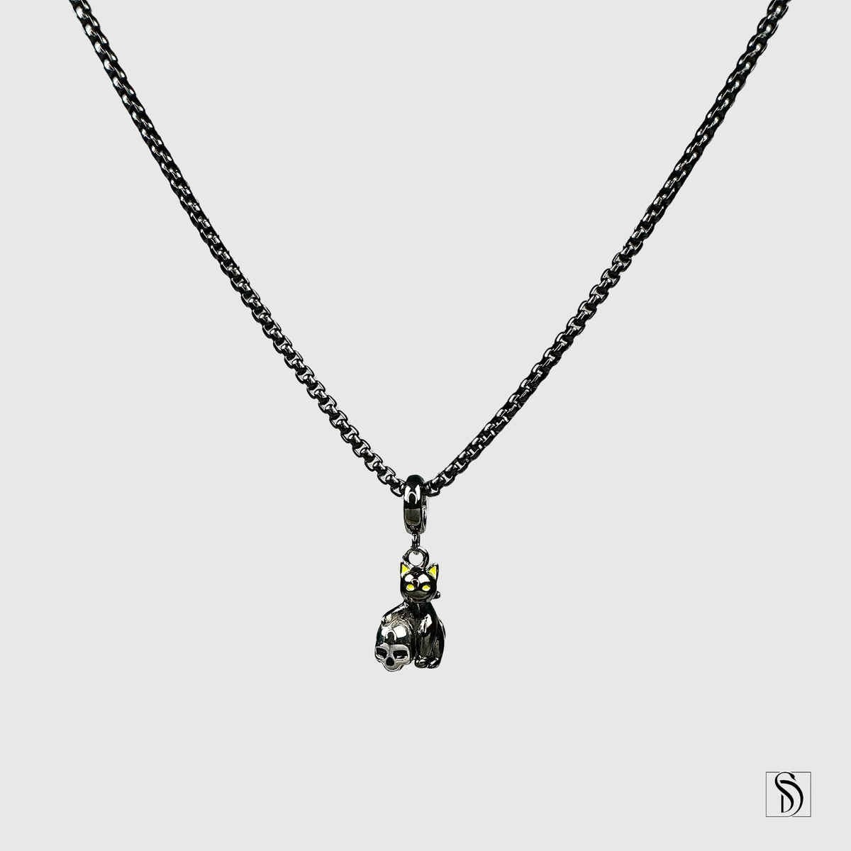 Black Cat Skull Pendant Necklace