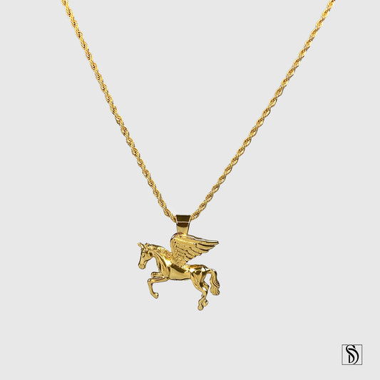 18K Gold Pegasus Pendant Necklace