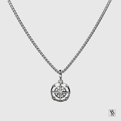 Silver North Star Gemstone Pendant Necklace
