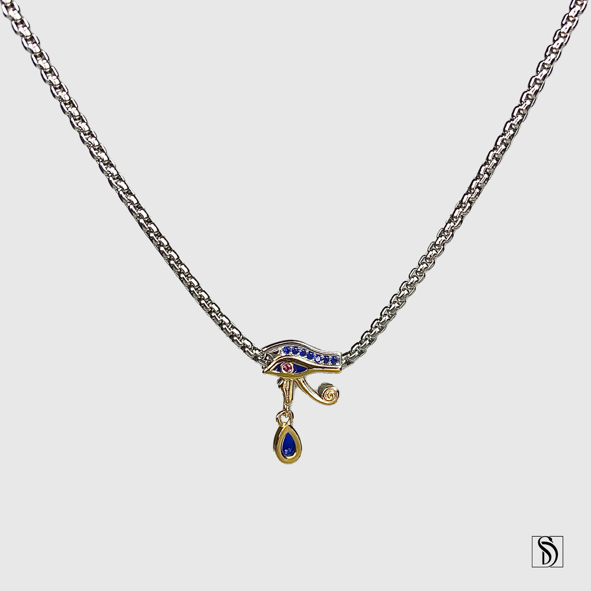 Eye Of Horus Teardrop Gemstones Charm Necklace