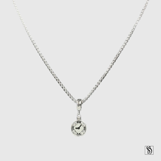 Silver Clock Time Management Pendant Necklace