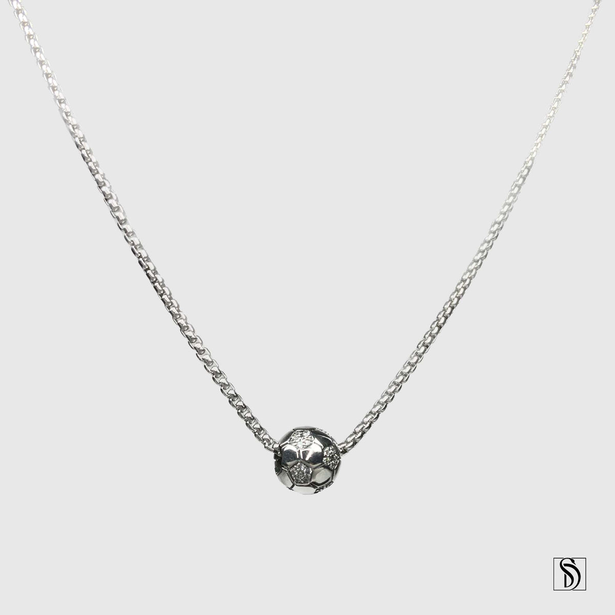 Silver Soccer Charm Gemstone Necklace