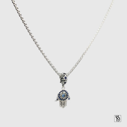 Silver Hamsa Star Of David Necklace