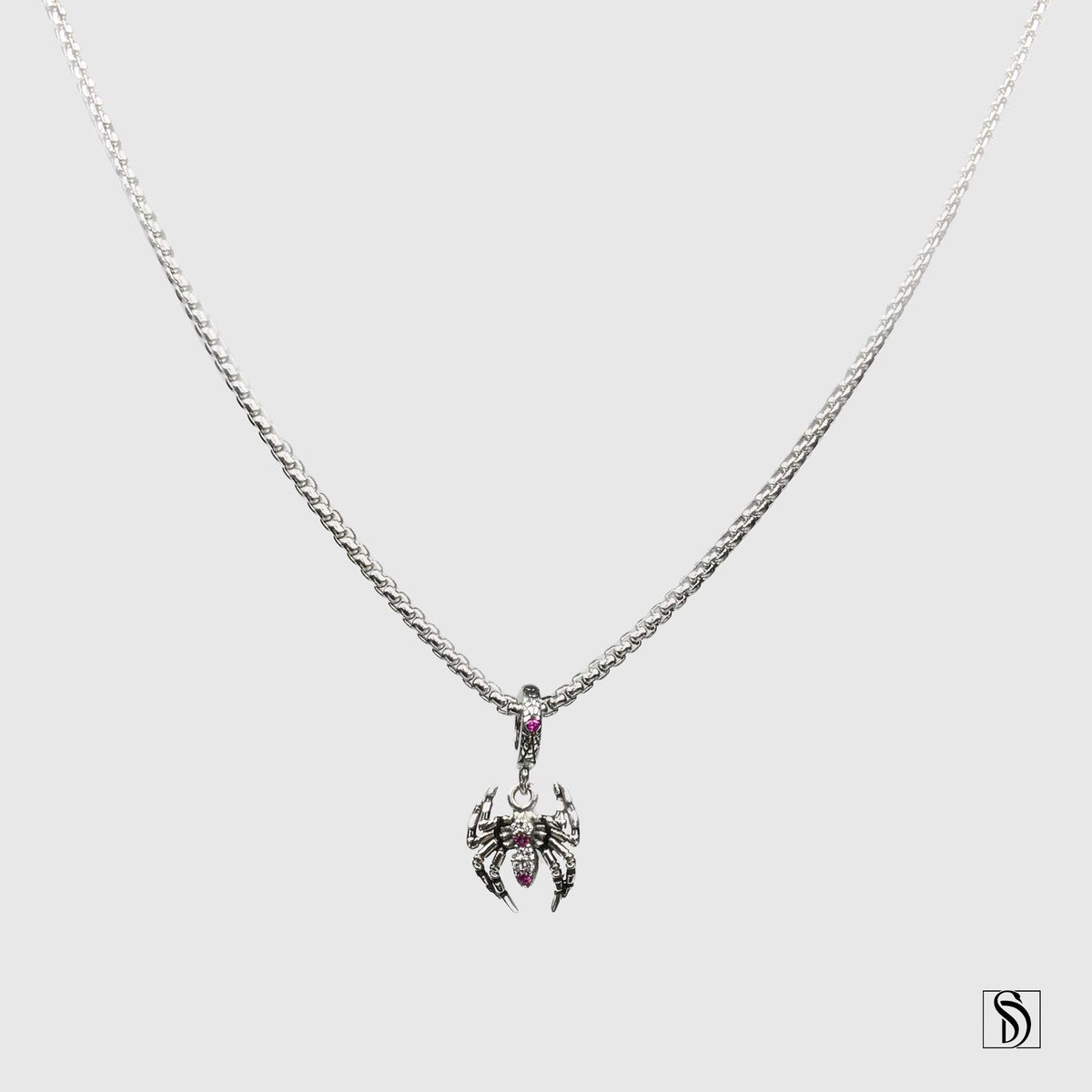 Pink Gem Spider Pendant Necklace