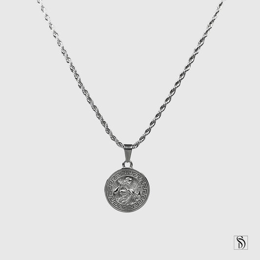 Silver Zeus Pendant Necklace