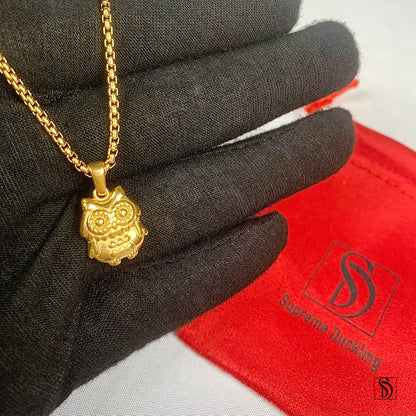 Gold Mini Wisdom Owl Pendant Necklace